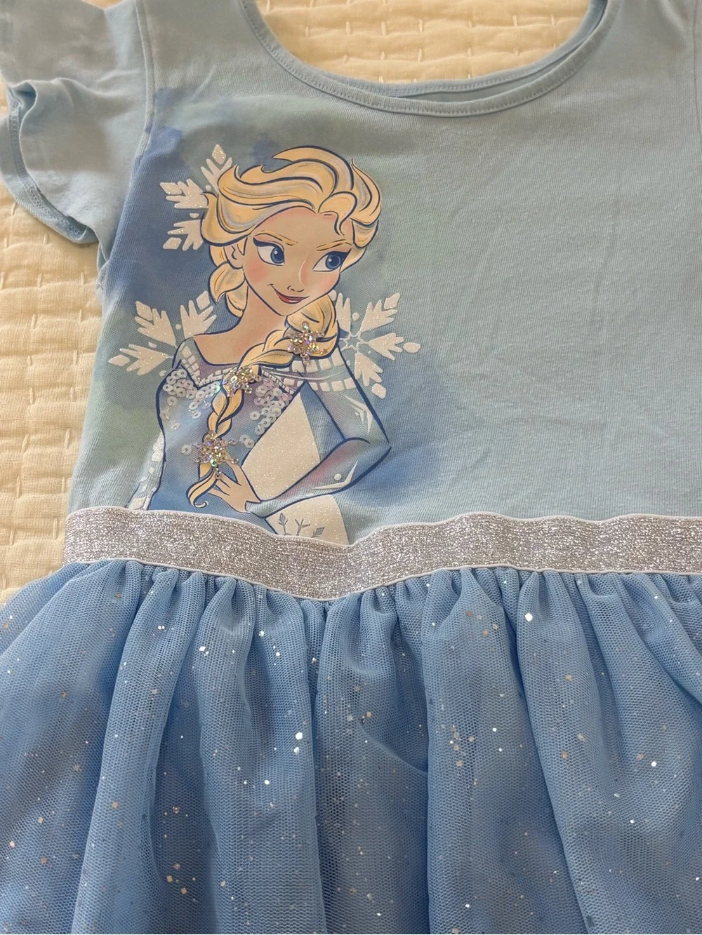 Light Blue Sparkle Tulle Dress for Kids - Elsa Graphic